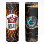 Wadjet Fiery Serpent Skinny Tumbler Egyptian Ankh Symbol in Dark Flame Protector Theme