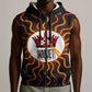 Wadjet Fiery Serpent Sleeveless Zip Hoodie Egyptian Ankh Symbol in Dark Flame Protector Theme