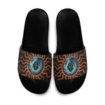 Wadjet Fiery Serpent Slide Sandals Egyptian Ankh Symbol in Dark Flame Protector Theme