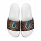 Wadjet Fiery Serpent Slide Sandals Egyptian Ankh Symbol in Dark Flame Protector Theme