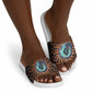 Wadjet Fiery Serpent Slide Sandals Egyptian Ankh Symbol in Dark Flame Protector Theme