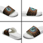 Wadjet Fiery Serpent Slide Sandals Egyptian Ankh Symbol in Dark Flame Protector Theme