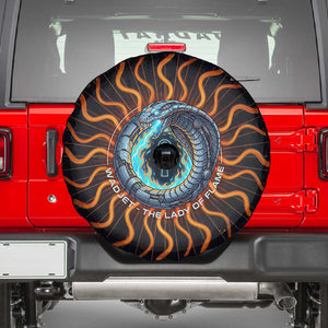 Wadjet Fiery Serpent Spare Tire Cover Egyptian Ankh Symbol in Dark Flame Protector Theme