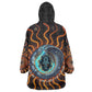 Wadjet Fiery Serpent Wearable Blanket Hoodie Egyptian Ankh Symbol in Dark Flame Protector Theme