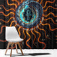 Wadjet Fiery Serpent Window Curtain Egyptian Ankh Symbol in Dark Flame Protector Theme