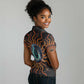 Wadjet Fiery Serpent Women Polo Shirt Egyptian Ankh Symbol in Dark Flame Protector Theme