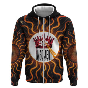 Wadjet Fiery Serpent Zip Hoodie Egyptian Ankh Symbol in Dark Flame Protector Theme