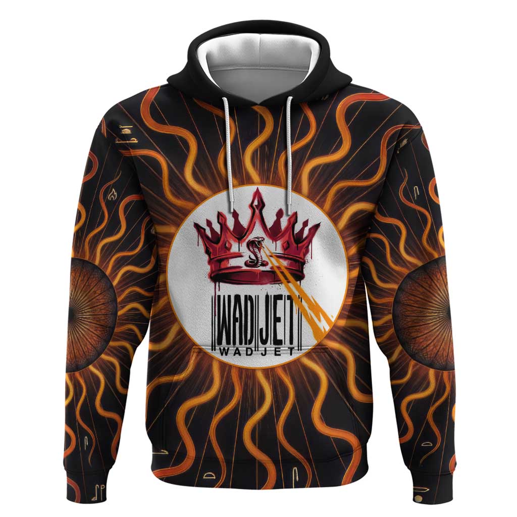 Wadjet Fiery Serpent Zip Hoodie Egyptian Ankh Symbol in Dark Flame Protector Theme