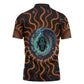 Wadjet Fiery Serpent Zipper Polo Shirt Egyptian Ankh Symbol in Dark Flame Protector Theme