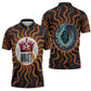 Wadjet Fiery Serpent Zipper Polo Shirt Egyptian Ankh Symbol in Dark Flame Protector Theme