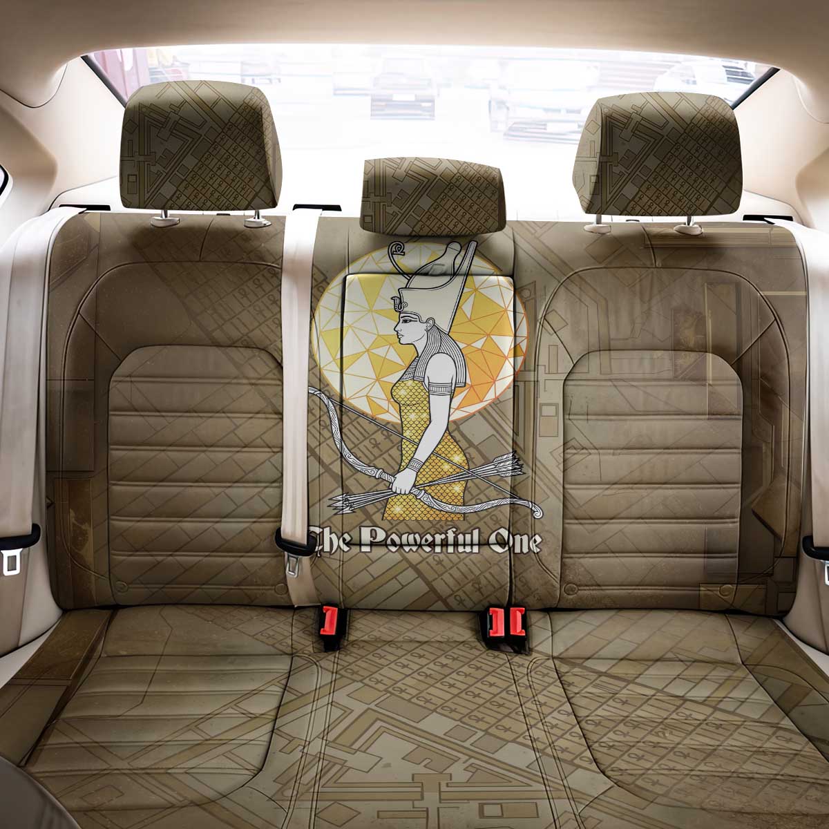 Wosret Egyptian Back Car Seat Cover with Golden Scepter and Archer Motif in Ancient Protector