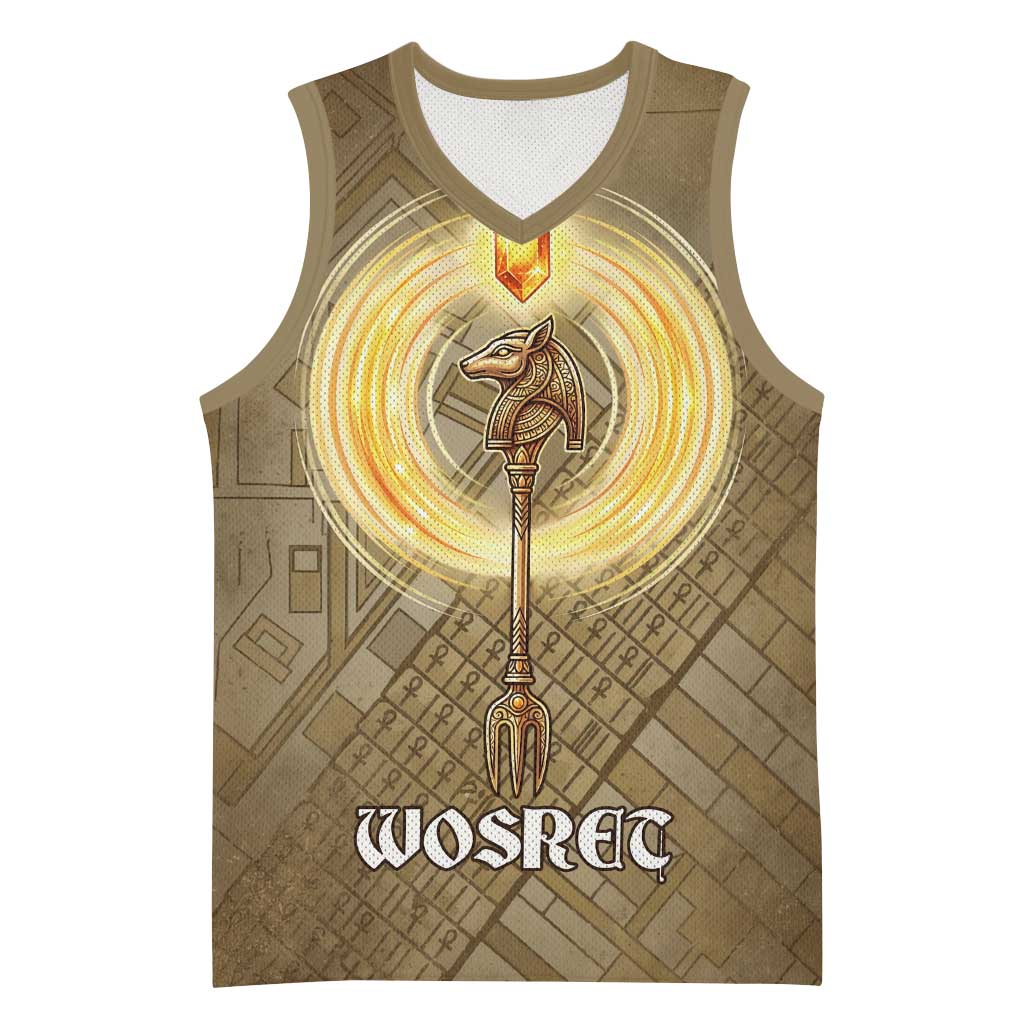 Wosret Egyptian Basketball Jersey with Golden Scepter and Archer Motif ...