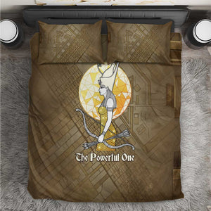 Wosret Egyptian Bedding Set with Golden Scepter and Archer Motif in Ancient Protector