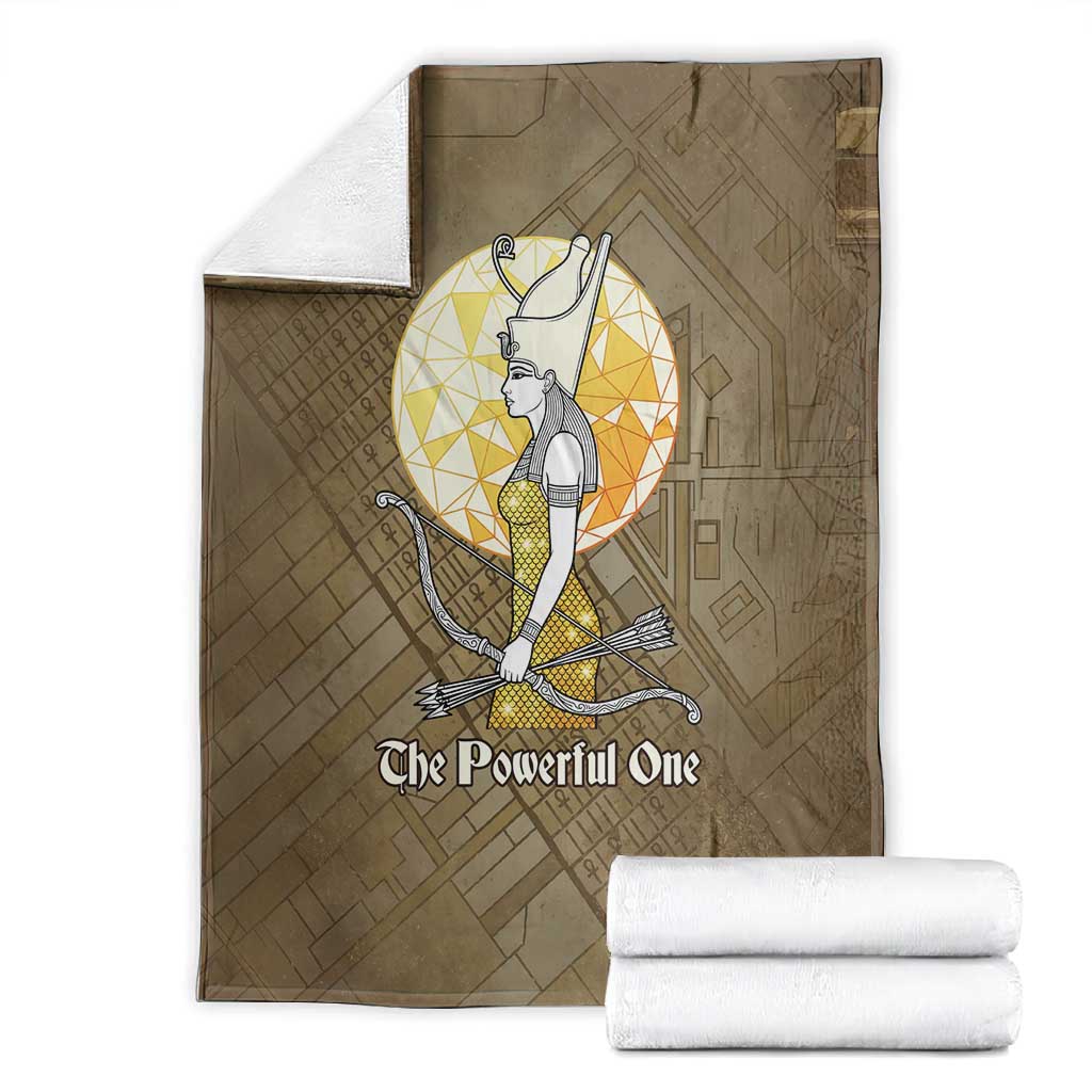 Wosret Egyptian Blanket with Golden Scepter and Archer Motif in Ancient Protector