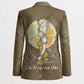 Wosret Egyptian Blazer with Golden Scepter and Archer Motif in Ancient Protector