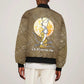 Wosret Egyptian Bomber Jacket with Golden Scepter and Archer Motif in Ancient Protector