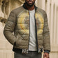 Wosret Egyptian Bomber Puffer Jacket with Golden Scepter and Archer Motif in Ancient Protector