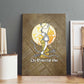 Wosret Egyptian Canvas Wall Art with Golden Scepter and Archer Motif in Ancient Protector