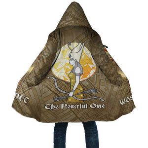 Wosret Egyptian Cloak with Golden Scepter and Archer Motif in Ancient Protector