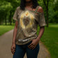 Wosret Egyptian Cross Shoulder Shirt with Golden Scepter and Archer Motif in Ancient Protector