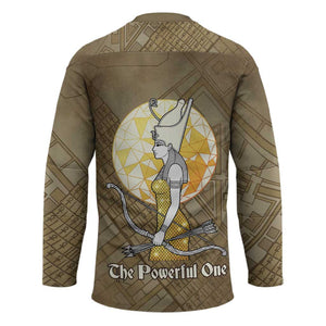 Wosret Egyptian Hockey Jersey with Golden Scepter and Archer Motif in Ancient Protector