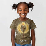 Wosret Egyptian Kid T shirt with Golden Scepter and Archer Motif in Ancient Protector