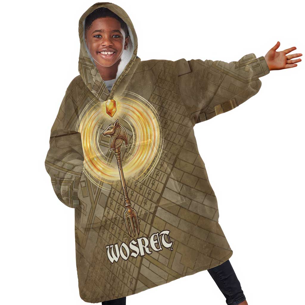 Wosret Egyptian Kid Wearable Blanket Hoodie with Golden Scepter and ...