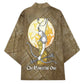 Wosret Egyptian Kimono with Golden Scepter and Archer Motif in Ancient Protector