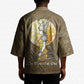 Wosret Egyptian Kimono with Golden Scepter and Archer Motif in Ancient Protector