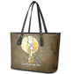 Wosret Egyptian Leather Tote Bag with Golden Scepter and Archer Motif in Ancient Protector