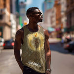 Wosret Egyptian Men Tank Top with Golden Scepter and Archer Motif in Ancient Protector