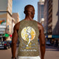 Wosret Egyptian Men Tank Top with Golden Scepter and Archer Motif in Ancient Protector