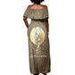 Wosret Egyptian Off Shoulder Maxi Dress with Golden Scepter and Archer Motif in Ancient Protector
