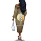 Wosret Egyptian Off The Shoulder Long Sleeve Dress with Golden Scepter and Archer Motif in Ancient Protector