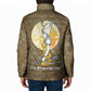 Wosret Egyptian Padded Jacket with Golden Scepter and Archer Motif in Ancient Protector