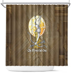 Wosret Egyptian Shower Curtain with Golden Scepter and Archer Motif in Ancient Protector