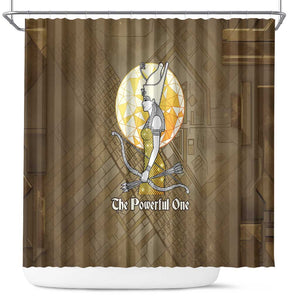 Wosret Egyptian Shower Curtain with Golden Scepter and Archer Motif in Ancient Protector
