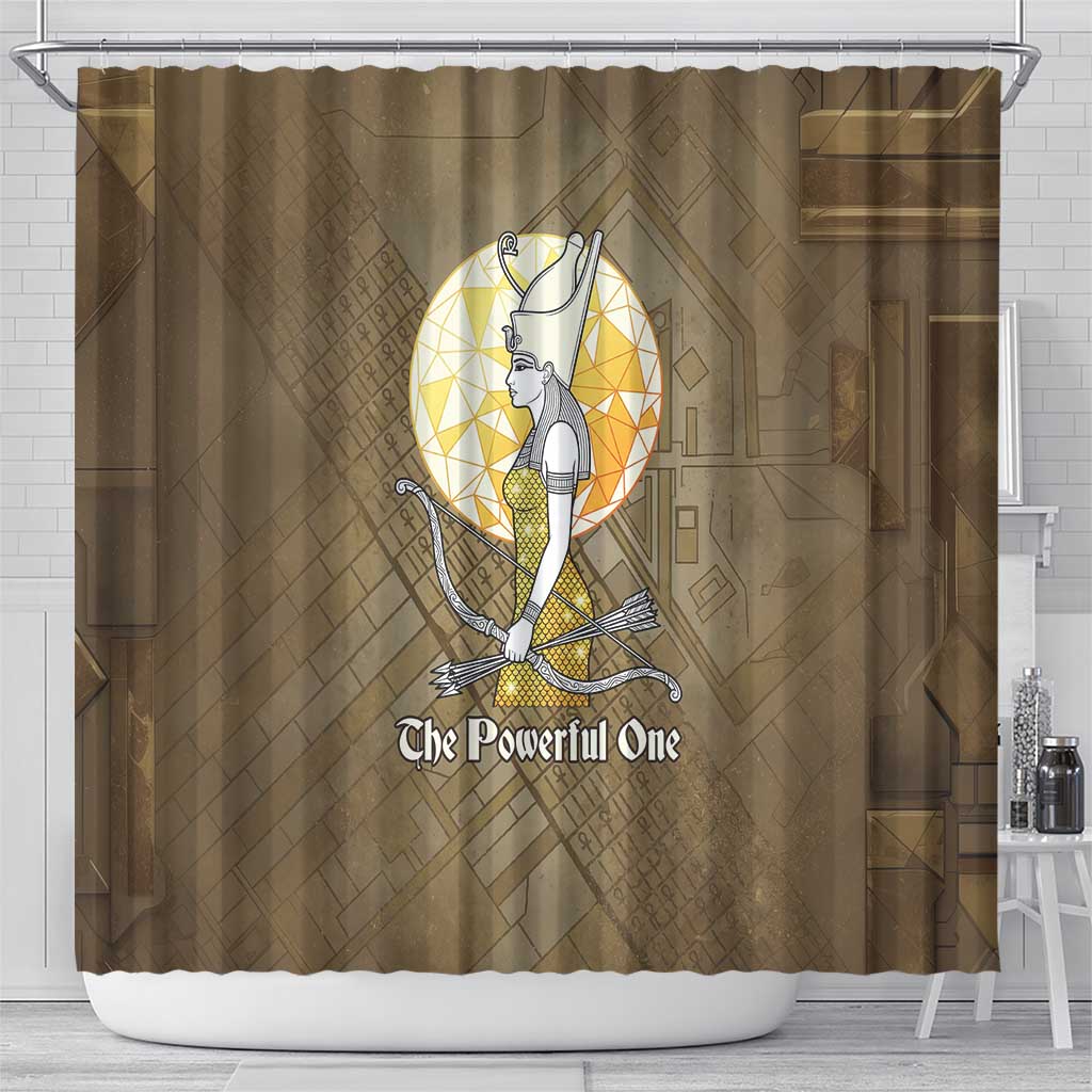 Wosret Egyptian Shower Curtain with Golden Scepter and Archer Motif in Ancient Protector