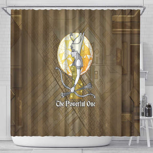 Wosret Egyptian Shower Curtain with Golden Scepter and Archer Motif in Ancient Protector