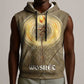 Wosret Egyptian Sleeveless Hoodie with Golden Scepter and Archer Motif in Ancient Protector