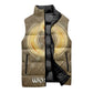 Wosret Egyptian Sleeveless Puffer Jacket with Golden Scepter and Archer Motif in Ancient Protector