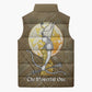 Wosret Egyptian Sleeveless Puffer Jacket with Golden Scepter and Archer Motif in Ancient Protector