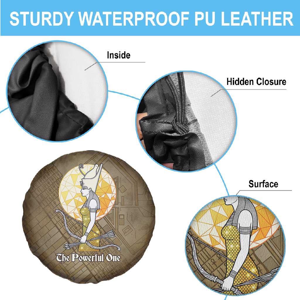 Wosret Egyptian Spare Tire Cover with Golden Scepter and Archer Motif in Ancient Protector