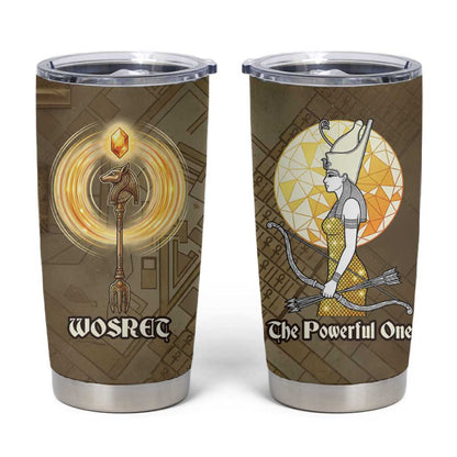 Wosret Egyptian Tumbler Cup with Golden Scepter and Archer Motif in Ancient Protector