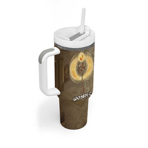 Wosret Egyptian Tumbler With Handle with Golden Scepter and Archer Motif in Ancient Protector