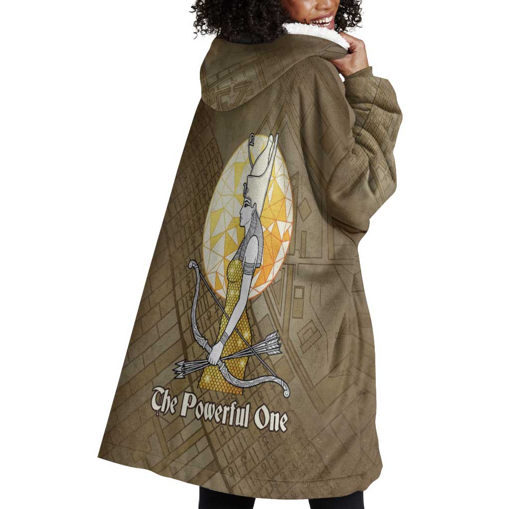 Wosret Egyptian Wearable Blanket Hoodie with Golden Scepter and Archer Motif in Ancient Protector