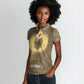 Wosret Egyptian Women Polo Shirt with Golden Scepter and Archer Motif in Ancient Protector