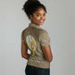 Wosret Egyptian Women Polo Shirt with Golden Scepter and Archer Motif in Ancient Protector