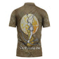 Wosret Egyptian Zipper Polo Shirt with Golden Scepter and Archer Motif in Ancient Protector