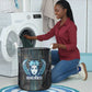 Wosret Winged Crown Laundry Basket Egyptian Cyber Circuit Design in Futuristic Blue Theme